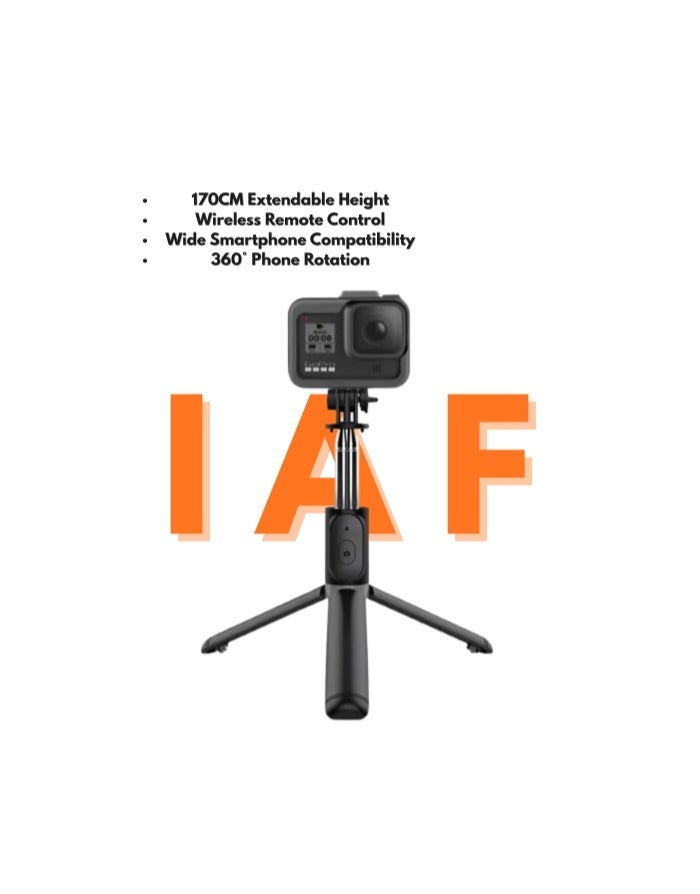آي إيه إف IAF 170cm Extendable Phone Tripod Selfie Stick With Wireless Remote